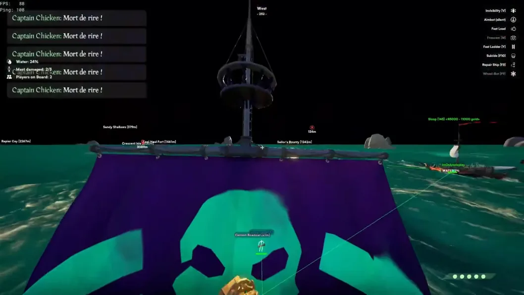 Ship ESP tracking enemy vessels and treasure on the open sea